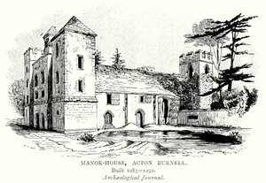 Casa senhorial, Acton Burnell (gravura) de English School