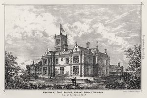 Mansion at Colt Bridge, Murray Field, Edinburgh (gravura) de English School