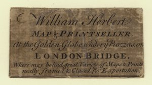 Mapa e Printseller, William Herbert, cartão comercial de English School