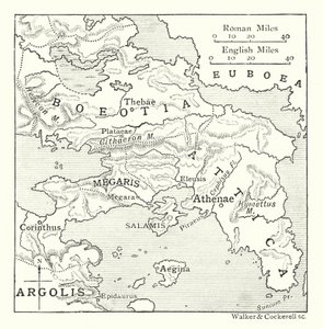 Mapa incluindo a Ática, com Salamina e Egina, a Beócia, Megaris e parte de Corinto e Argólis (litografia) de English School