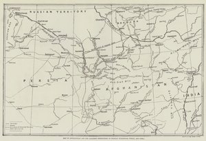 Mapa do Afeganistão e dos Territórios Adjacentes do Turquestão, Pérsia e Índia Russos de English School