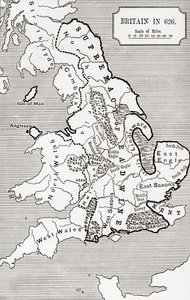 Mapa da Grã-Bretanha em 626, do Reino da Nortúmbria 588 a 685 em &39;Uma Breve História do Povo Inglês&39; por JR Green, publicado em 1893