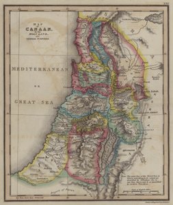 Mapa de Canaã da Terra Santa para Fins Gerais (gravura colorida) de English School