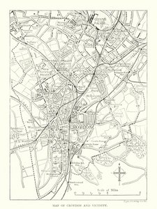 Mapa de Croydon e arredores (gravura) de English School