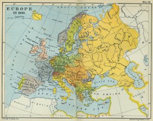 Mapa da Europa em 1910 (lito a cores)