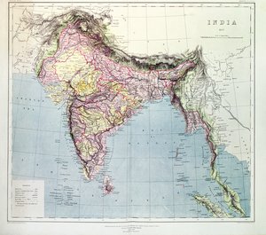 Mapa da Índia, publicado sob a direção do Coronel HR Thuillier, RE, Surveyor General of India, 1877
