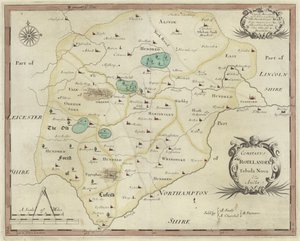 Mapa de Rutland (gravura de cor) de English School