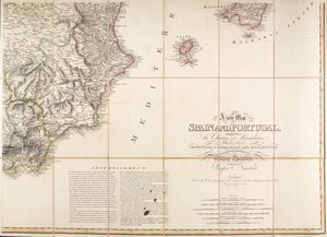 O mapa de Espanha foi usado pelo Duque de Wellington. de English School