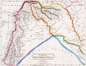 Mapa da Síria, da Mesopotâmia, da Assíria e do "Atlas da Geografia Antiga", de Butler publicado em Londres, c.1829 (cor lito)