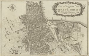 Mapa da cidade de Westminster e o Ducado de Lancaster, Londres