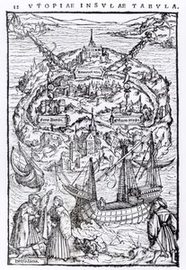 Mapa da Ilha da Utopia, frontispício do livro de English School