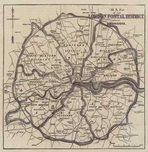 Mapa dos distritos postais de Londres (gravura) de English School