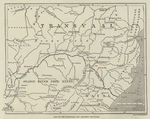 Mapa do Transvaal e Províncias Adjacentes (gravura) de English School