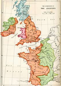 Mapa dos domínios dos Angevins c.1170, de &39;Uma Breve História do Povo Inglês por JR Green, publicado em 1893