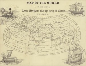 Mapa do mundo tal como era conhecido cerca de 150 anos após o nascimento de Cristo (gravura) de English School