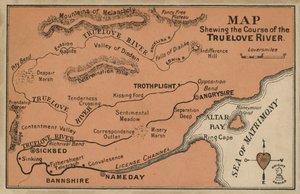 Mapa do curso do rio Truelove (litografia a cores) de English School