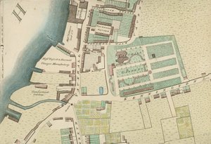 Mapa, mostrando a localização de Vauxhall Gardens, Londres