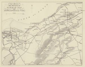 Mapa para ilustrar as batalhas de Pinkie 1547 e Prestonpans 1745 de English School