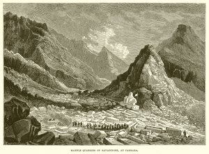Mármore Qurries de Ravaccione, em Carrara (gravura) de English School