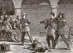 Marcel e o Delfim da França, ilustração da história ilustrada de Cassells da Inglaterra (foto sépia) de English School