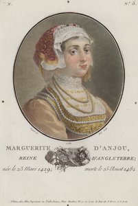 Margarida de Anjou, Rainha Consorte do Rei Henrique VI de Inglaterra (gravura colorida) de English School