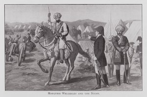 Marquess Wellesley e o Nizam (litho) de English School