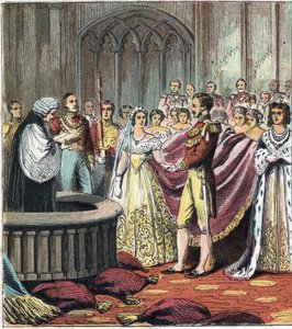Casamento da Rainha Victoria Iere (1819-1901) e do Príncipe Alberto de Saxónia Cobourg Gotha (Saxónia-Coburgo-Gotha de English School