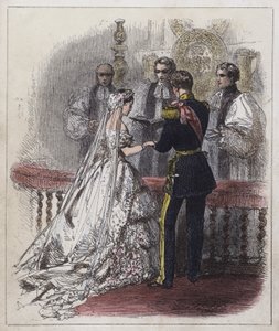 Casamento da Princesa Real (gravura a cores) de English School