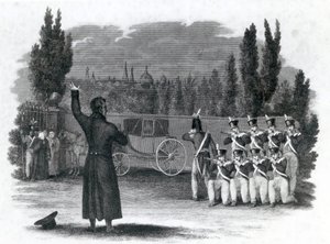 O marechal Ney se matou dando a palavra de comando, publicada por Thomas Kelly, 1816 de English School