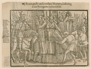 Mártires queimados em Smithfield (gravura) de English School