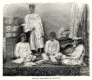 Marwari-Händler von Kalkutta (Gravur) von English School