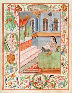 Mary I bênção cãibras (pigmento em velino)