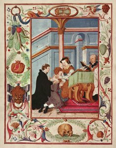 Mary Tudor toca um menino escrofuloso de English School