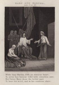 Mary e Martha, Luke X, ver 42 (gravura) de English School
