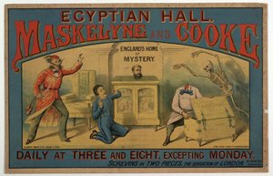 Maskelyne & Cooke no Salão Egípcio c.1880 (lito colorido) de English School