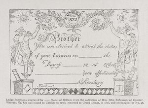 Convocação da Loja Maçônica, datada de 1796 de English School