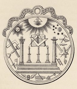 Selo maçônico, de "A História da Maçonaria, volume III", publicado por Thomas C. Jack, Londres, 1883 de English School
