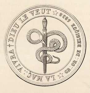 Selo maçônico, de "A História da Maçonaria, volume III", publicado por Thomas C. Jack, Londres, 1883 de English School