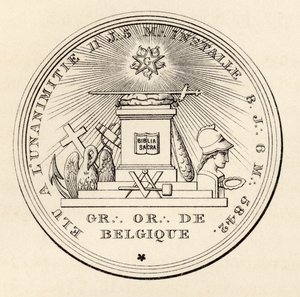 Selo maçônico, de "A História da Maçonaria, volume III", publicado por Thomas C. Jack, Londres, 1883 de English School