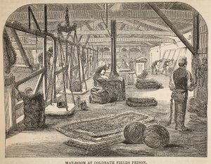 Mat-room na prisão de Coldbath Fields, ilustração das prisões criminais de Londres e cenas de prisão de vida por Henry Mayhew e John Binny, pub. 1862 de English School