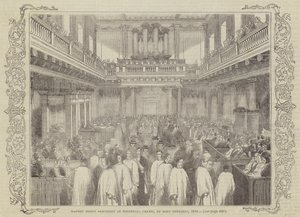 Procissão do dinheiro da terra na capela de Whitehall, na quinta-feira santa, 1844 de English School