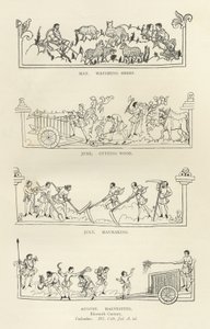 Maio, junho, julho e agosto, do calendário e do Hymnal de Julius, ilustração da história dos povos ingleses de English School