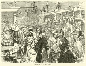 Mercado de carne em Paris, outubro de 1870 de English School