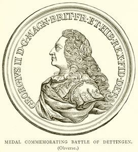 Medalha de comemoração da batalha de Dettingen. (Anverso)