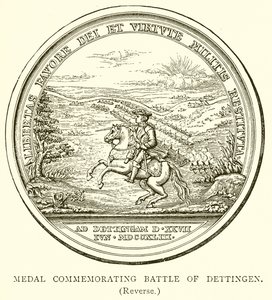 Medalha de comemoração da batalha de Dettingen. (Marcha ré)