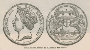Medalha pela abertura da nova ponte Blackfriars, Londres de English School