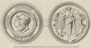 Medalha para comemorar as Bodas de Prata do Príncipe Herdeiro e Princesa da Alemanha (gravura) de English School