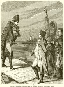 Encontro de Nepoleon Buonaparte e o imperador Alexandre da Rússia em Tilsit de English School