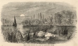 Melancólico suicídio de uma senhora em Isleworth Ferry (gravura) de English School