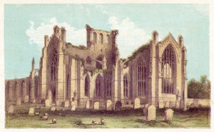 Melrose Abbey (litografia a cores) de English School